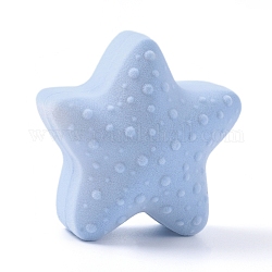 Starfish Shape Velvet Jewelry Boxes, Portable Jewelry Box Organizer Storage Case, for Ring Earrings Necklace, Sky Blue, 6.2x6.1x3.8cm