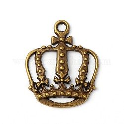Сплавочные подвески тибетского стиля, король корона, античная бронза, без свинца, без кадмия и без никеля, 34x28x4 мм, отверстие : 3.1 мм