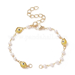 Fabrication de bracelets à maillons mauvais œil lanpwork faits à la main, avec perle imitation perle acrylique et fermoir mousqueton, pour la fabrication de bracelets lien, or, 6-1/8 pouce (15.5 cm)