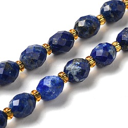 Natural Lapis Lazuli Beads Strands, with Seed Beads, Faceted, Oval, 7.5~8x6~6.5mm, Hole: 1.2mm, about 40~42pcs/strand, 15.35~15.55''(39~39.5cm)