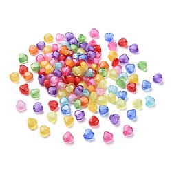 Perles en acrylique transparente, Perle en bourrelet, facette, cœur, couleur mixte, 9x10x6mm, Trou: 2mm, environ 1700 pcs/500 g