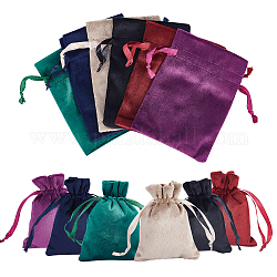 Nbeads 12 pièces 6 couleurs sacs en velours pochettes à bijoux avec cordon, sachets de bonbons, pour la fête d'anniversaire de douche de mariage, couleur mixte, 12x9 cm, 2 pcs / couleur
