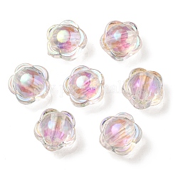 UV-Beschichtung regenbogenschillernde Acrylperlen, zweifarbige Perle in Perle, Blume, Perle rosa, 12x12.5x8.5 mm, Bohrung: 2.5 mm