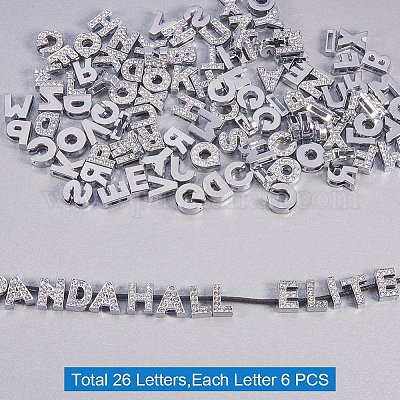 A-Z Rhinestones Charms, Alphabet Charms, Slide Letters, 8mm