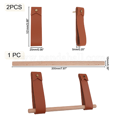 2PCS PU Leather Wall Hooks Wall Hanging Straps Curtain Rod Holder