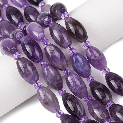Natürlichen Amethyst Perlen Stränge&nbsp;G-G453-C02-8x13mm-1