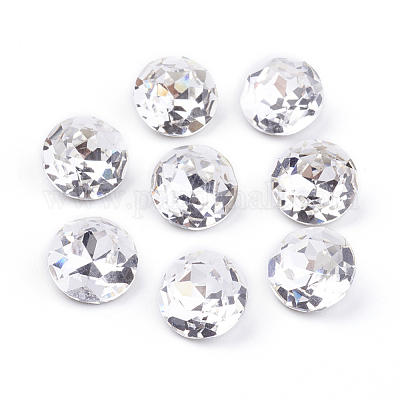 Cabochons de strass pointu dos et dos plaqué en verre&nbsp;RGLA-J012-10mm-001-1