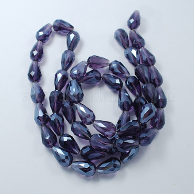 Chapelets de perles en verre électroplaqué&nbsp;EGLA-R008-11x8mm-15-1
