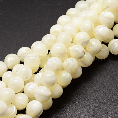 Chapelets de perles de coquillage&nbsp;SSHEL-E571-39-8mm-1