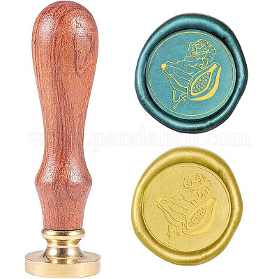 A Pair Of Wooden Handled And Brass Sealing Wax - Seals / Stamps