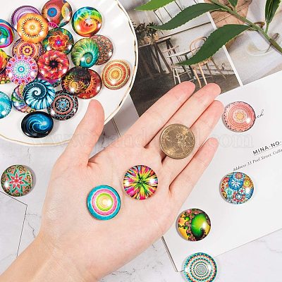 Wholesale PandaHall 70pcs 70 Styles Swirl Glass Cabochons Colorful Rainbow  Half Round Tiles 25mm Kaleidoscope Glass Cabochons Dome Gems for Photo  Cameo Pendant Jewelry Making Handcrafts Scrapbooking 
