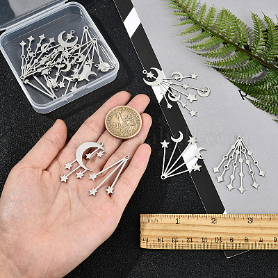 Wholesale SUNNYCLUE 1 Box 12Pcs 6 Styles Moon Star Charms Bulk Stainless  Steel Planet Pendants Metal Galaxy Dangle Pendant for Jewelry Making Charms  Earrings Bracelets Crafts Supplies 