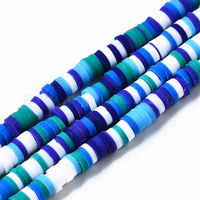 Polymer Clay Bead Strand - Blue - 4mm Discs