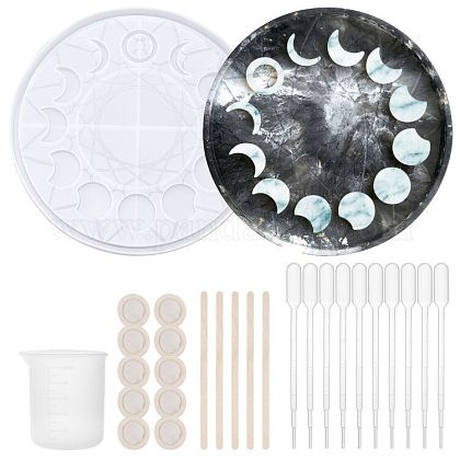 Gorgecraft DIY Silicone Moon Star Tarot Card Tray Round Molds Kits DIY-GF0002-24-1
