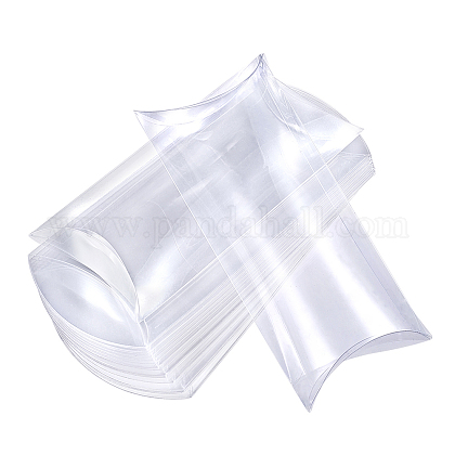 ポリ塩化ビニールのプラスチック枕箱  ギフトキャンディー透明梱包箱  透明  14x6.4x2.45cm CON-WH0068-26-1