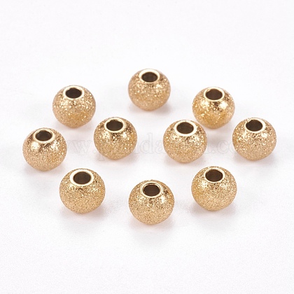 Ion Plating(IP) 304 Stainless Steel Textured Beads STAS-I081-6mm-04G-1