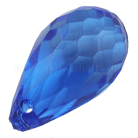 DeepBlue Color Transparent Acrylic Faceted Drop Pendants X-PL508Y-14-1