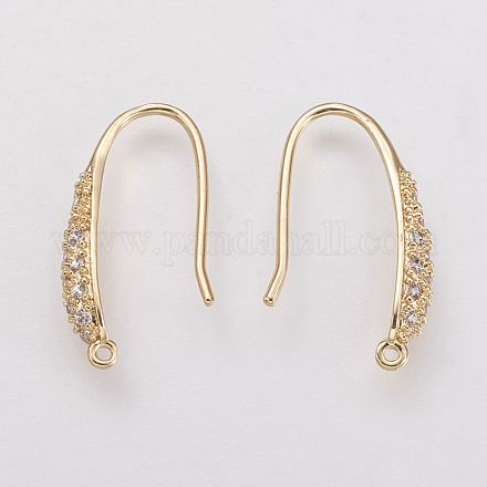 Brass Micro Pave Cubic Zirconia Earring Hooks X-KK-F731-05G-1