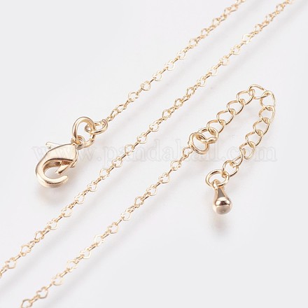 Long-Lasting Plated Brass Heart Link Chains Necklaces NJEW-K112-02G-NF-1