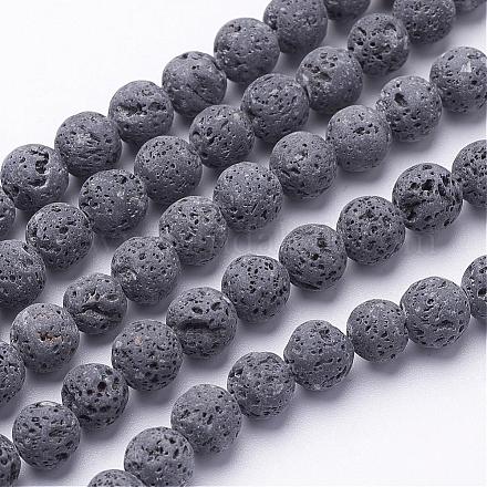 Fili di perle di roccia lavica naturale non cerati G-F309-4mm-1