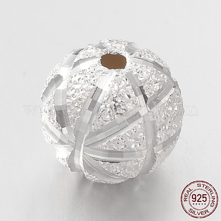 Fancy Cut texturierte 925 Sterling Silber Runde Perlen STER-E044-35C-1