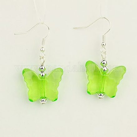 Dangle Transparent Acrylic Butterfly Earrings EJEW-JE00753-05-1