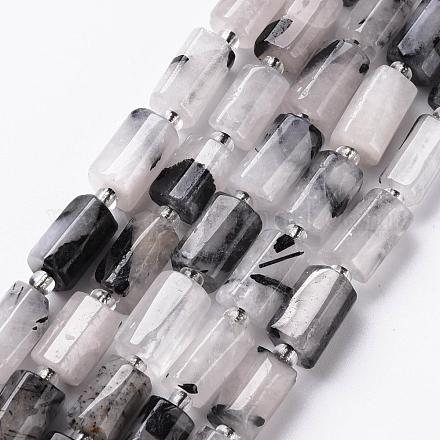 Natural Black Rutilated Quartz Beads Strands X-G-S345-8x11-010-1