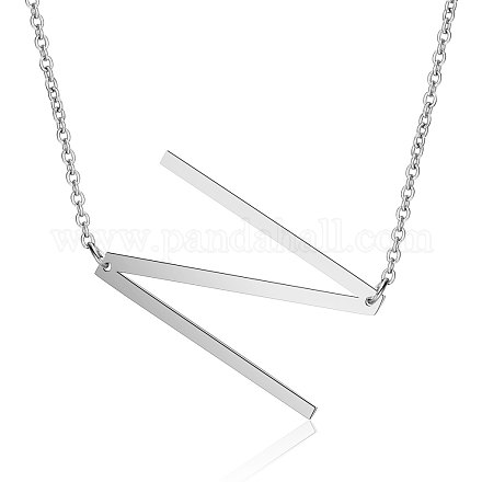 201 Stainless Steel Initial Pendants Necklaces NJEW-S069-JN003D-N-1