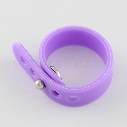 調節可能なシリコーンリング  マカロンカラー  子供用キューティーの贈り物  紫色のメディア  83x7mm RJEW-R113-09-1