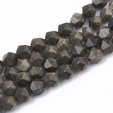 Natural Golden Sheen Obsidian Beads Strands G-T064-45C-1