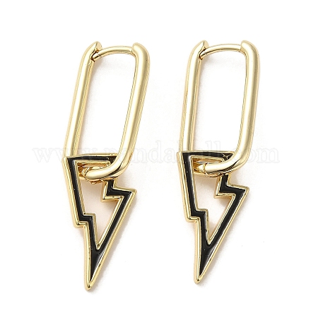 Lightning Bolt Real 18K Gold Plated Brass Dangle Hoop Earrings EJEW-L268-018G-02-1