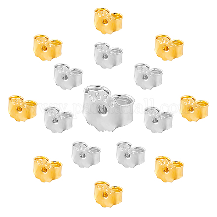 CREATCABIN 1 Box 8 Pairs 925 Sterling Silver Earring Backs Locking Ear Nuts Replacements Hypoallergenic Backings Safely for Pierced Earrings Platinum & Golden STER-CN0001-08-1