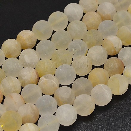 Frosted Round Natural Citrine Beads Strands G-K068-08-10mm-1