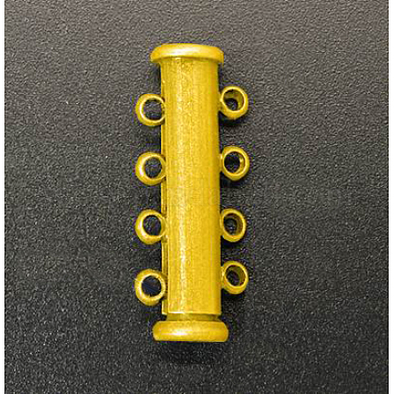 1連真鍮製スライドロッククラスプ  ペヨーテクラスプ  マルチ連宝飾品  4の穴  ゴールドカラー  8mm  穴：25x10x5mm X-KK-Q268-2-1
