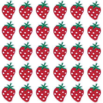 GORGECRAFT 50Pcs Strawberry Embroidered Patches Embroidery Cloth Iron on Patches Mini Cute Red Fruit Applique Patches for Women Sewing DIY Clothes Jackets Dress Jeans Hat Backpacks FIND-GF0004-84-1