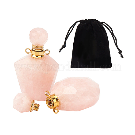 Nbeads pendentifs de bouteille de parfum ouvrants avec pierres précieuses naturelles à facettes AJEW-NB0002-09-1