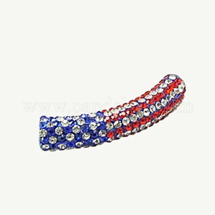 Colorful Grade A Curved Tube Polymer Clay Rhinestone Pave Beads X-RB-D050-1