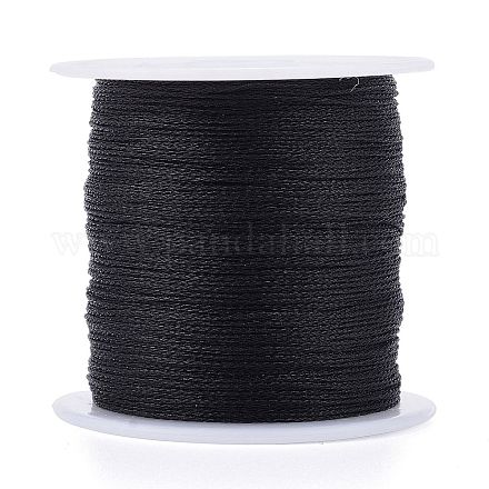 ポリエステル編組メタリック糸  DIYの編みこみのブレスレット作りと刺繡のために  ブラック  0.4mm  6プライ  約54.68ヤード（50m）/ロール X-OCOR-I007-B-21-1