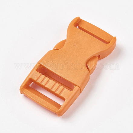 PPプラスチック製のサイドリリースバックル  サバイバルブレスレットの留め金  ダークオレンジ  65x32x12mm  穴：4x25mm KY-WH0009-05-1