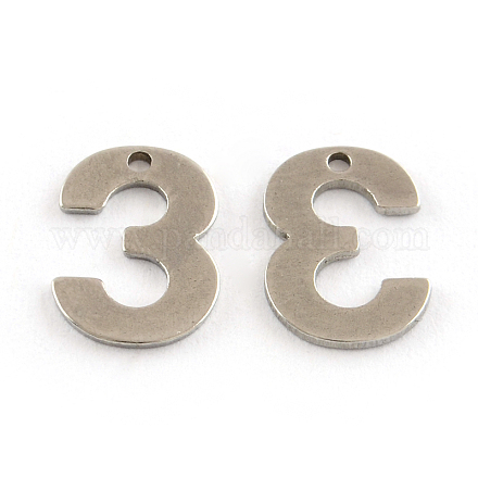 201 Stainless Steel Number Charms STAS-S035-03-1