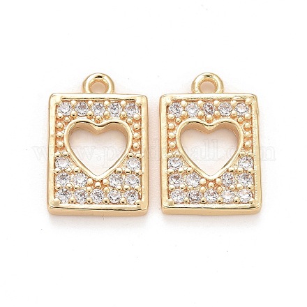 Brass Micro Pave Clear Cubic Zirconia Charms KK-A156-21LG-1