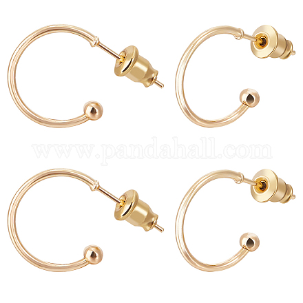 Beebeecraft 30Pcs Brass C-shape Stud Earrings KK-BBC0009-41-1