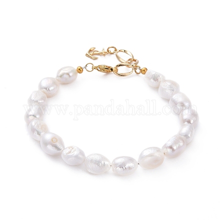 Natürliche Barockperlen Keshi Perlen Perlen Armbänder BJEW-JB05262-1