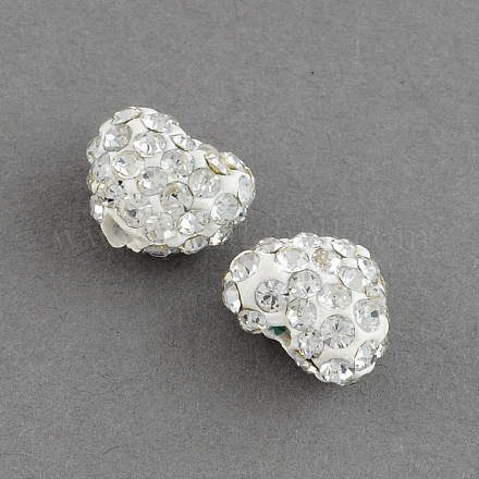 Heart Polymer Clay Grade A Rhinestone Beads RB-S024-01-1