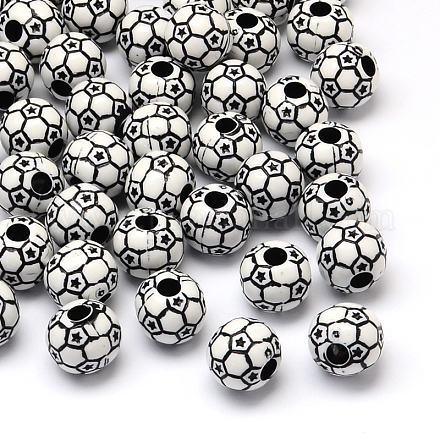 Perles acryliques de style artisanal de ballon de football / soccer SACR-R886-06A-1