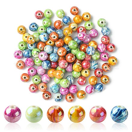 Perles acryliques ab vague de couleur imprimés MACR-YW0002-70-1