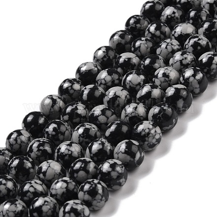 Synthetic Snowflake Obsidian Beads Strands G-E568-03B-1