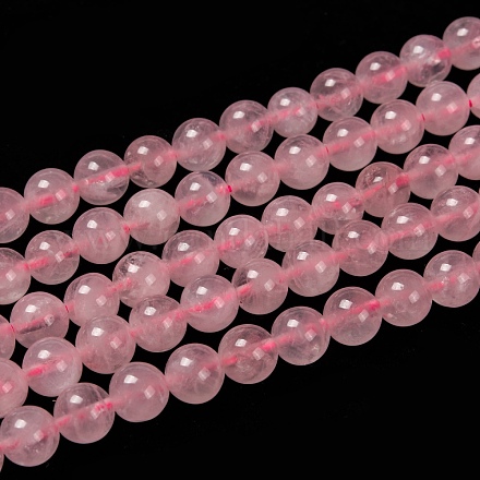 Chapelets de perles en quartz rose naturel X-G-L104-8mm-01-1