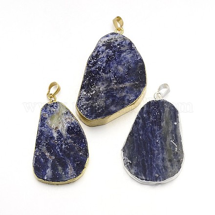 Mixed Color Plated Nuggets Natural Sodalite Pendants G-P067-01M-1