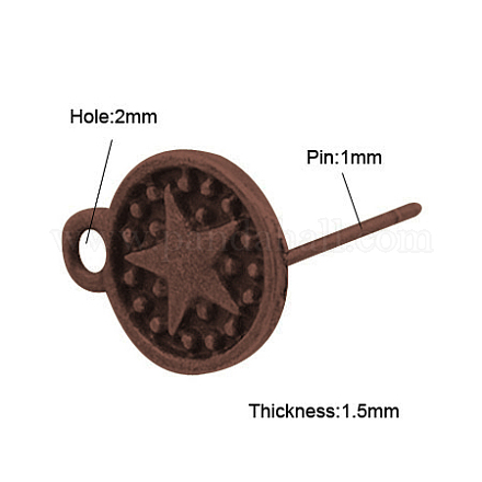 Reperti di orecchini a bottone stile tibetano X-TIBE-A22172-R-FF-1